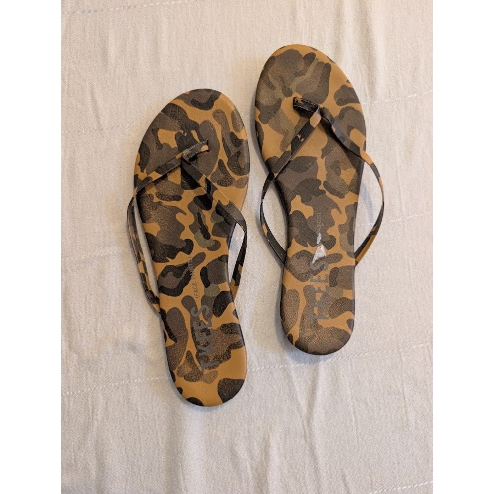 Tkees Face‎ Paints Flip Flops Camo Print Slides Sandals Beach Shoes Size 9 EU 40